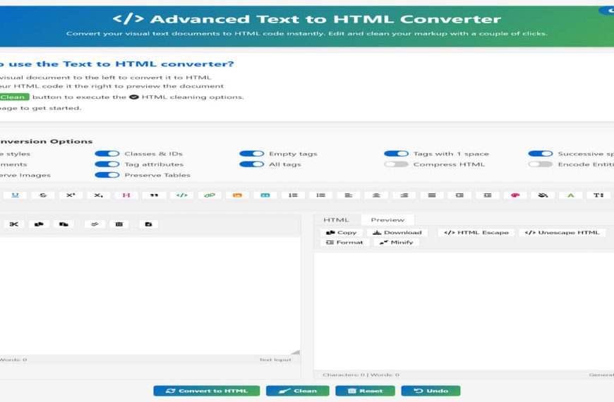 Advanced Text to HTML Converter – Transform Rich Text to Clean HTML Instantly